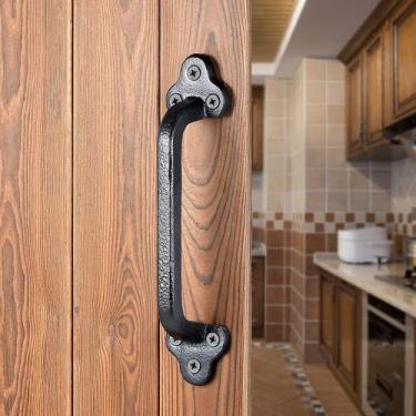 Imagem de Maçaneta de porta INIRET Rustic Gate Celeiro deslizante de ferro fundi