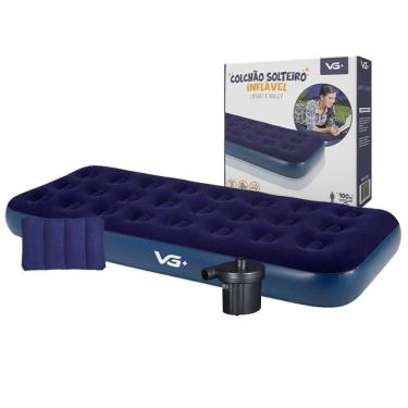 Imagem de Colchão Solteiro Infável + Travesseiro + Bomba Elétrica 220v Vg Plus