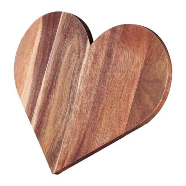 Imagem de Bothyi Tábua de corte em formato de coração de madeira, 35,5 x 29,5 cm, para frutas e legumes. Acessório versátil para servir, travessa e tábua de