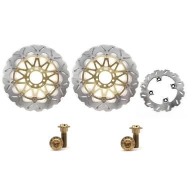 Imagem de Arashi Discos de freio dianteiros traseiros rotores com parafusos de montagem para Kawasaki Ninja ZX9R ZX-9R 2002-2003, peças de acessórios de reposição de motocicleta