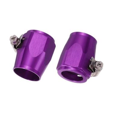 Imagem de HARFINGTON 2 peças 14AN Braçadeira de acabamento de mangueira de alumínio hexagonal para acabamento de mangueira de carro braçadeiras de tubo flexível com faixa de parafuso para combustível gás óleo