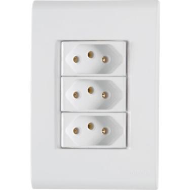 Imagem de Conj 4x2 3 Tomadas 2p+t 20 A 250 V Tramontina Liz Branco