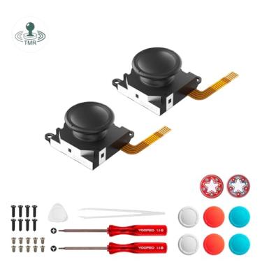 Imagem de AKNES Substituição De Joystick Aknes/Switch Joycon, Atualização Tmr Eletromagnético Sem Deriva Para Lcd/Oled Joy-Con/Switch Lite, Kit Ferramentas Reparo, Fivelas Trava Metal, 4 Tampas Coloridas
