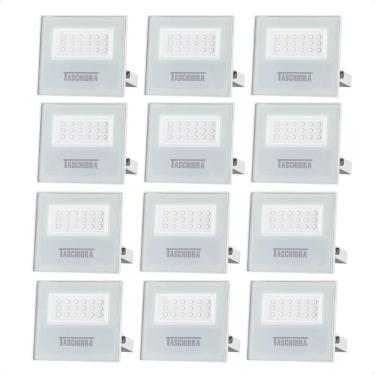 Imagem de Kit 12 Refletor Holofote Taschibra Led Tr Slim 20w Verde Prova Da água Ip65 Branco Bivolt