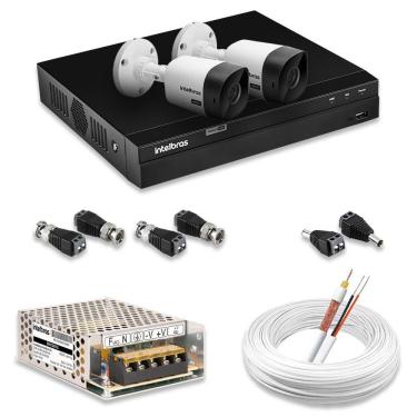 Imagem de Kit 2 Câmeras De Segurança Intelbras Full Hd 1080p Com Dvr Mhdx 1204 1080p | Completo 100% Intelbras