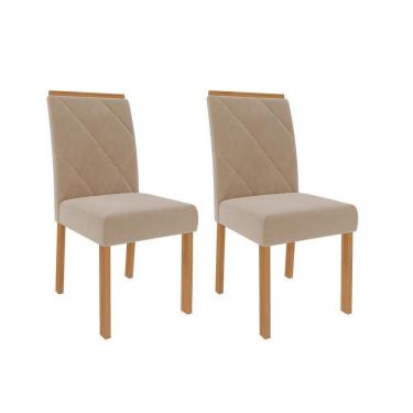 Imagem de Kit 2 Cadeiras Sala Jantar Fernanda Madeira 2 Un Madeira-off White Suede-nude - Cimol