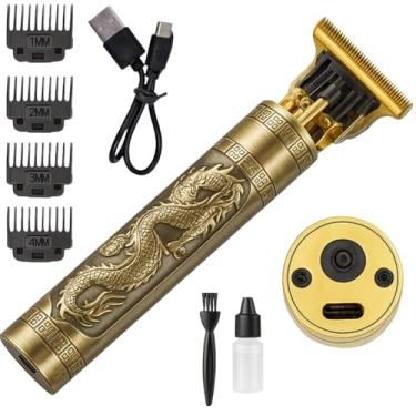 Imagem de Máquina Profissional Dragão Maquininha Acabamento Sem Fio Recarregável USB Cabelo Barba Pezinho 4 Pentes Com Limitador de Lamina Ajustável Kit Premium