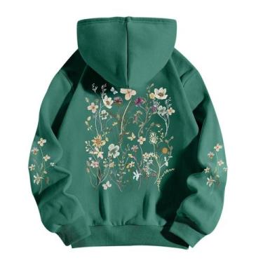 Imagem de Moletom feminino Sulayesh com estampa floral vintage e estética verde