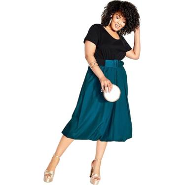 Imagem de City Chic Vestido feminino plus size Paris Days, azul-petróleo/preto, 50