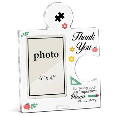 Imagem de XFFJGVR Porta-retrato para presente de agradecimento ao professor, presente de Natal para professores, mentor, tutor, quebra-cabeça, acrílico, para mesa, molduras, foto vertical de 15 x 10 cm
