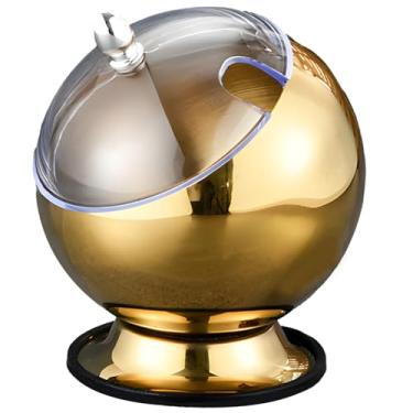 Imagem de Prato de aço inoxidável com tampa transparente, acabamento dourado moderno, base de borracha antiderrapante, adequado para mesas de escritório, condimentos de panela quente e armazenamento de lanches