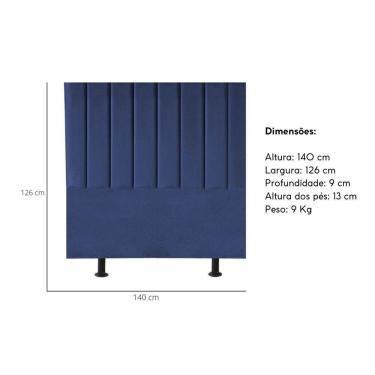 Imagem de Cabeceira Estofada Cama Box Casal 140 Cm Karla Veludo azul Marinho