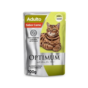 Imagem de Ração Úmida Optimum Sachê para Gatos Adultos Sabor Carne 85g