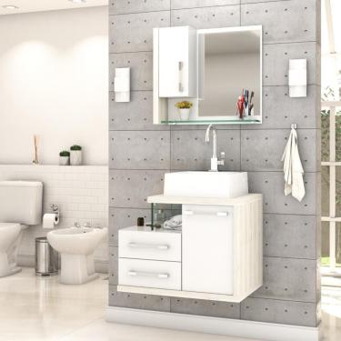 Imagem de Gabinete Para Banheiro C-cuba Q355 E Espelheira Legno 650 Branco Chess C-snow