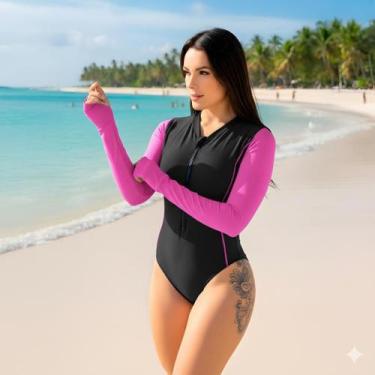Imagem de Maiô Manga Longa Com Ziper Luvinha Surf Natação Esportes - WA modas, R