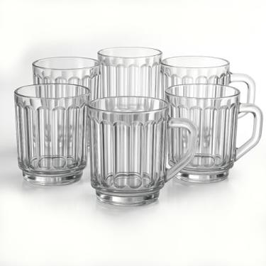 Imagem de Conjunto 6 Canecas de Vidro 245ml Transparente em Relevo – Ideal para Café, Chá e Sucos