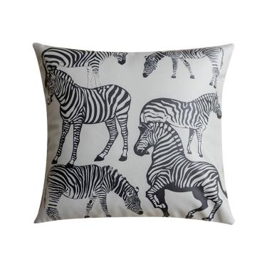 Imagem de Capa de almofada decorativa em preto e branco com estampa de zebra 45x45cm