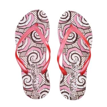 Imagem de slunza Sandália feminina de praia sfn, sandália fio dental vermelha/branca, tênis de piscina leve, Vermelho e branco, 6