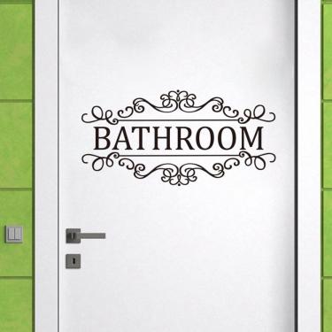 Imagem de Adesivo de parede Bathroom Door Welcome Elegant PVC 15x30cm