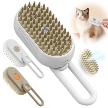 Imagem de Escova de limpeza a vapor para animais de estimação, 2025 nova escova a vapor 3 em 1 para derramamento e cuidado, pente multifuncional para remoção de pelos para gatos e cães (branco)