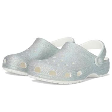 Imagem de Crocs Tamanco infantil clássico com glitter, Branco, 1 Little Kid
