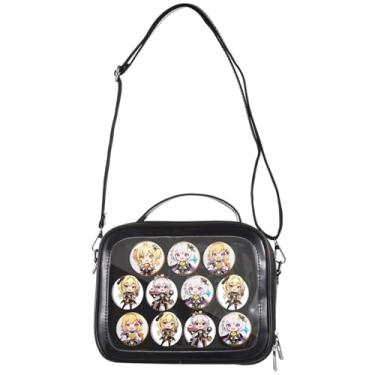 Imagem de Bolsa Anime Ita com tela transparente, bolsa tiracolo impermeável, bolsa de ombro Kawaii com vários bolsos para fãs de Lolita, alça ajustável para cosplay e moda