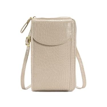 Imagem de Bolsa para Celular Feminina com Cinto de Ombro Ajustável Carteira Couro PU Clutch Compras e Férias Bolsinho Bolsinhos Dinheiro Compartimentos Cartões Zíper