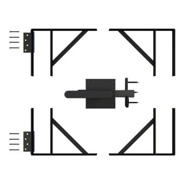 Imagem de DIYHD Kit de portão anti-queda resistente com trava de abertura esquerda, ferragens de estrutura de portão de suporte ajustável para cerca de madeira ou pátio, serve para 61 cm a 152 cm de largura