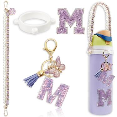 Imagem de Acessórios de letras para garrafas de água Owala – 680 g 947 g 1,134 g, com charmoso pingente inicial e alça de alça, compatível com Free Sip, copo de café, Owala Kids, Sway, Stanley Cup Accessories