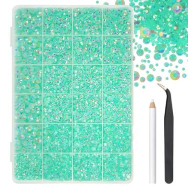 Imagem de 2 mm, 3 mm, 4 mm, 5 mm, 6 mm, verde-aqua, resina de gelatina AB, strass plano para artesanato deslumbrante, pedras planas, diamantes, pingentes para unhas, copos, garrafas, artesanato, sapatos
