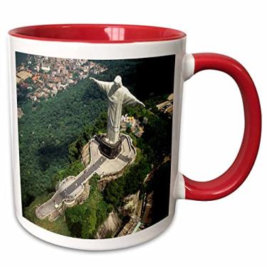 Imagem de 3dRose Caneca de dois tons Corcovado Christ Statue, Rio de Janeiro, Brasil-SA04 BBA0018-Bill Bachmann, 325 ml, vermelho/branco