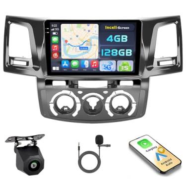 Imagem de [4 + 128 G] Hikity Android 15 estéreo para carro para Toyota Hilux 2005-2014 com Carplay sem fio, Android Auto, tela sensível ao toque de 23 cm, rádio 5G, WiFi, Bluetooth 5.0, conexão espelhada, GPS