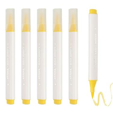 Imagem de PATIKIL Caneta de aquarela de arte, 6 peças, caneta de aquarela triangular de ponta macia para escritório, artesanato, álbuns, escrita, diário, desenho, caligrafia, amarelo claro