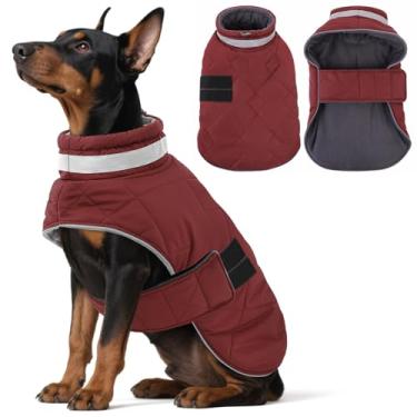 Imagem de Casaco de inverno para cachorro, quente, acolchoado, à prova de vento, resistente à água, roupas para animais de estimação pequenos, médios e grandes, suéter de Natal (vermelho, GG)