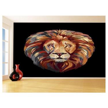 Imagem de Papel De Parede Animais Leão Rosto Arte Cores 3,5M Anm475 - Você Decor
