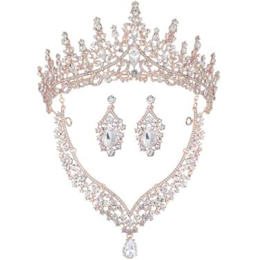 Imagem de Kamirola Tiaras e coroas para mulheres, colar de brincos de tiaras, conjunto de joias de cristal para noivas, festa à fantasia, dia das bruxas, baile de finalistas, joias femininas (TR28), Medium