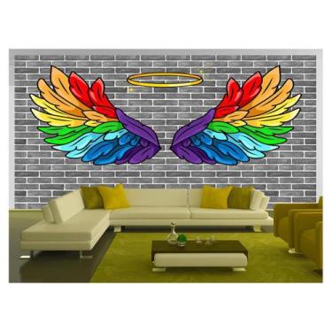 Imagem de Papel De Parede 3D Arte Asas Selfie Insta Cores 3,5M Tra447 - Você Dec