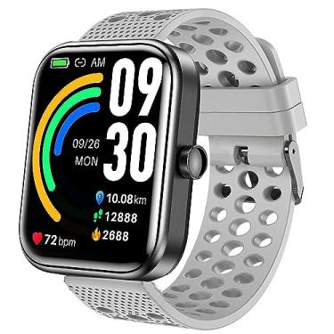 Imagem de Lamshaw Pulseiras de silicone compatíveis com relógio inteligente TOZO S3, pulseira esportiva de substituição com fivela de metal compatível com relógio inteligente TOZO S3 de 1,83 polegadas (cinza)