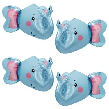 Imagem de 4D Elephant Balloon Wildlife Jungle Woodland Safari Animal Party Supplies, 4 Pack Giant Cartoon Wild Forest Elephant Head Balloons Zoo Animals Decoration For Birthday Baby Shower Bridal Shower Wedding