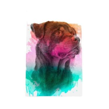 Imagem de Quadro Rottweiler Cachorro Colorido Aquarela Canvas 30X40Cm - Plimshop