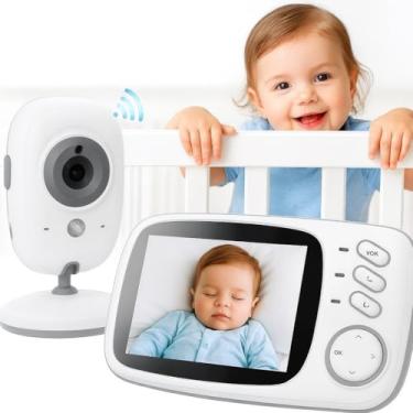 Imagem de Babá Eletrônica com Câmera, Tela LCD 3.2”, Visão Noturna Infravermelha, Áudio Bidirecional, Sensor Temperatura, VOX, Canções de Ninar, Alcance 250m, Sem Wi-Fi, Monitor Bebê, Segurança Total