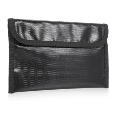 Imagem de ZJchao Bolsa de Documentos à Prova de Fogo, Bolsa de Armazenamento Segura Com Fecho de Zíper Seguro para Uso Em Viagens de Escritório Em Casa, Prata (Preta)