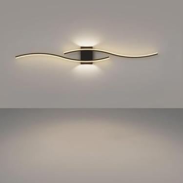 Imagem de Conjunto de luminárias de parede lineares minimalistas em estilo nórdico - Design moderno e simples com grades para sala de estar e quarto, iluminação moderna para cabeceira (C)