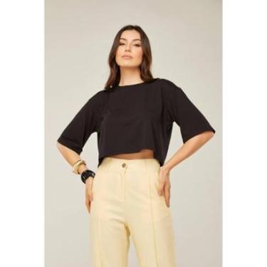 Imagem de Cropped Oversize D Bell Outlet Fashion Liso Preto-Feminino