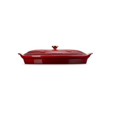 Imagem de TRAVESSA PARA PEIXE LE CREUSET COM TAMPA 34CM HERITAGE VERMELHO 81065600600350 Vermelho