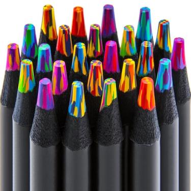 Imagem de Kird Barken Estoque de meias, materiais de arte, 24 lápis de cor arco-íris, presentes para meninas adolescentes, coisas modernas, multicoloridas, coisas legais, lápis de arte divertidos, presentes