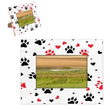 Imagem de hongjinglin Porta-retrato de 20,3 x 25,4 cm com estampa de pata de madeira fofas em preto e vermelho com tapete para exibição de parede e mesa, para decoração de casa e amigos da família, ideias de