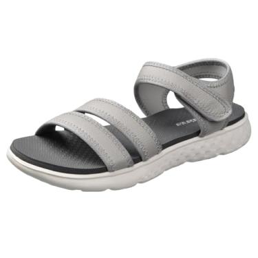 Imagem de Harssidanzar Sandálias femininas de caminhada, plataforma confortável, ajustável, com velcro HL202US, Cinza, 39