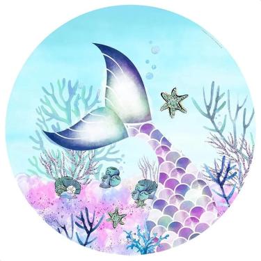 Imagem de Painel Redondo Sublimado 1,5M Festa Tecido El - Sereia Calda