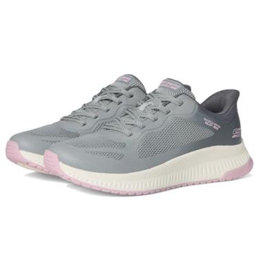 Imagem de Skechers Tênis feminino Hands Free Slip-ins Bobs Squad 4 - Visual básico, Cinza Multi, 35